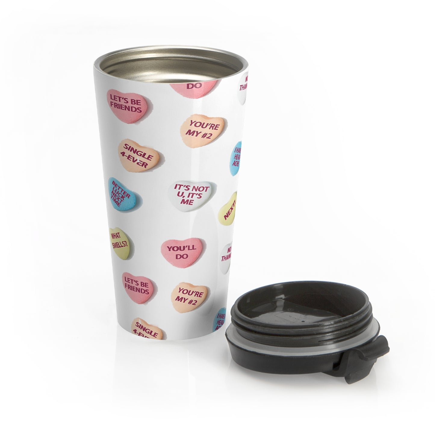 Defective Candy Hearts Stainless Steel Travel Mug 15 oz