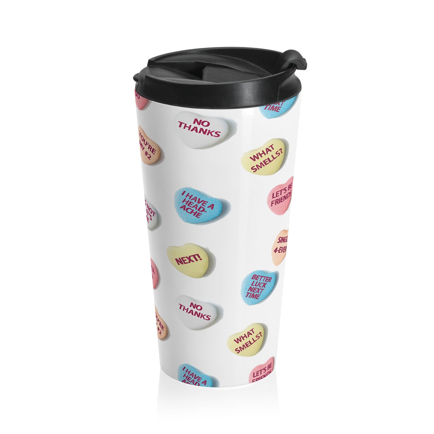 Defective Candy Hearts Stainless Steel Travel Mug 15 oz