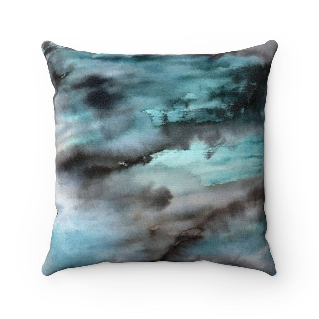 Abstract Watercolor Faux Suede Square Pillow