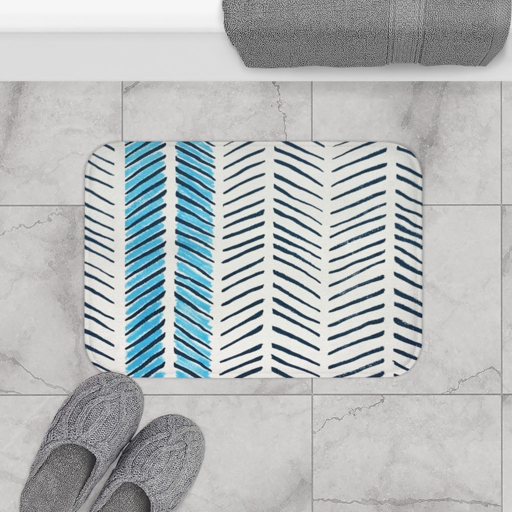 Herringbone Watercolor Printed Bath Mat