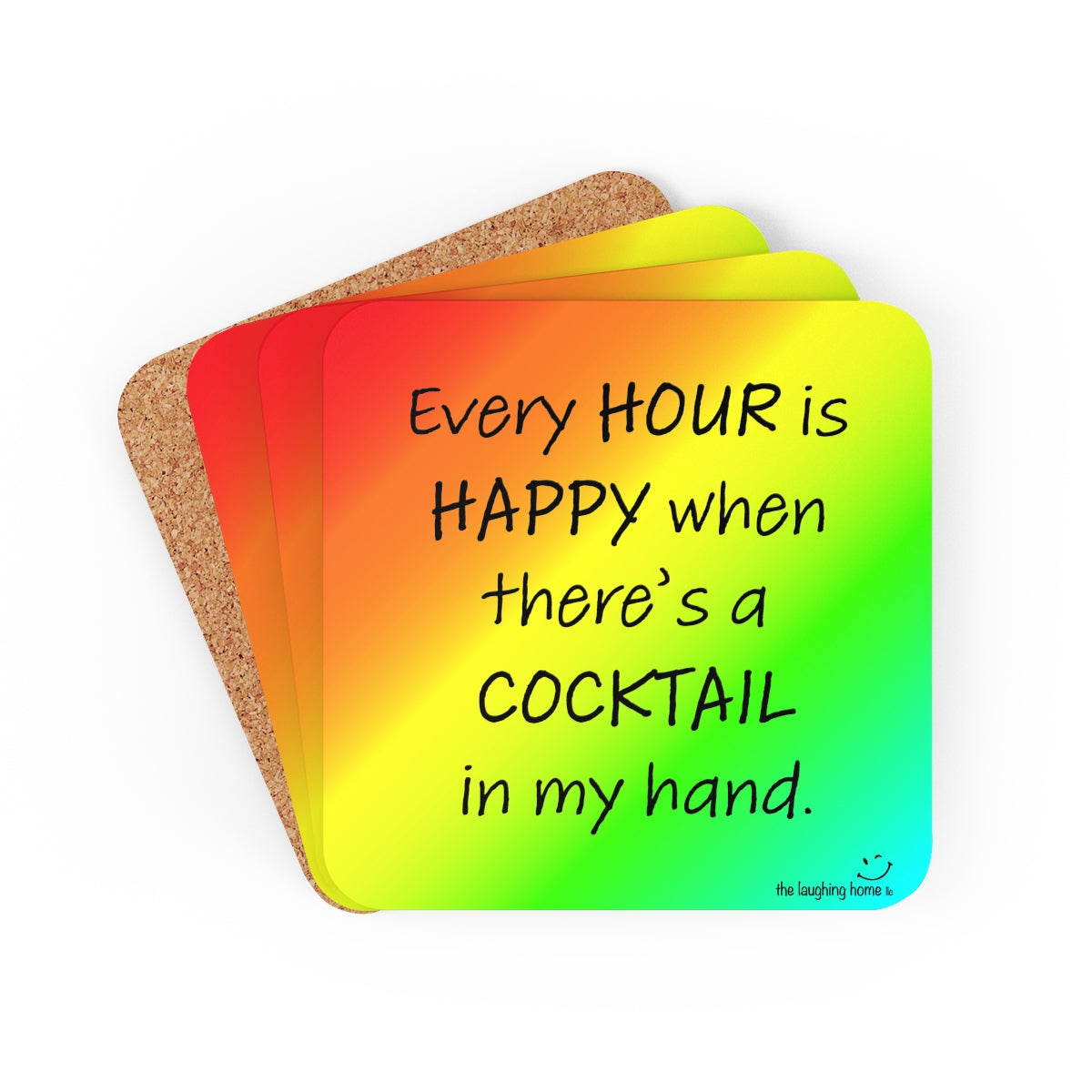 Happy Hour Corkwood Coaster Set of 4
