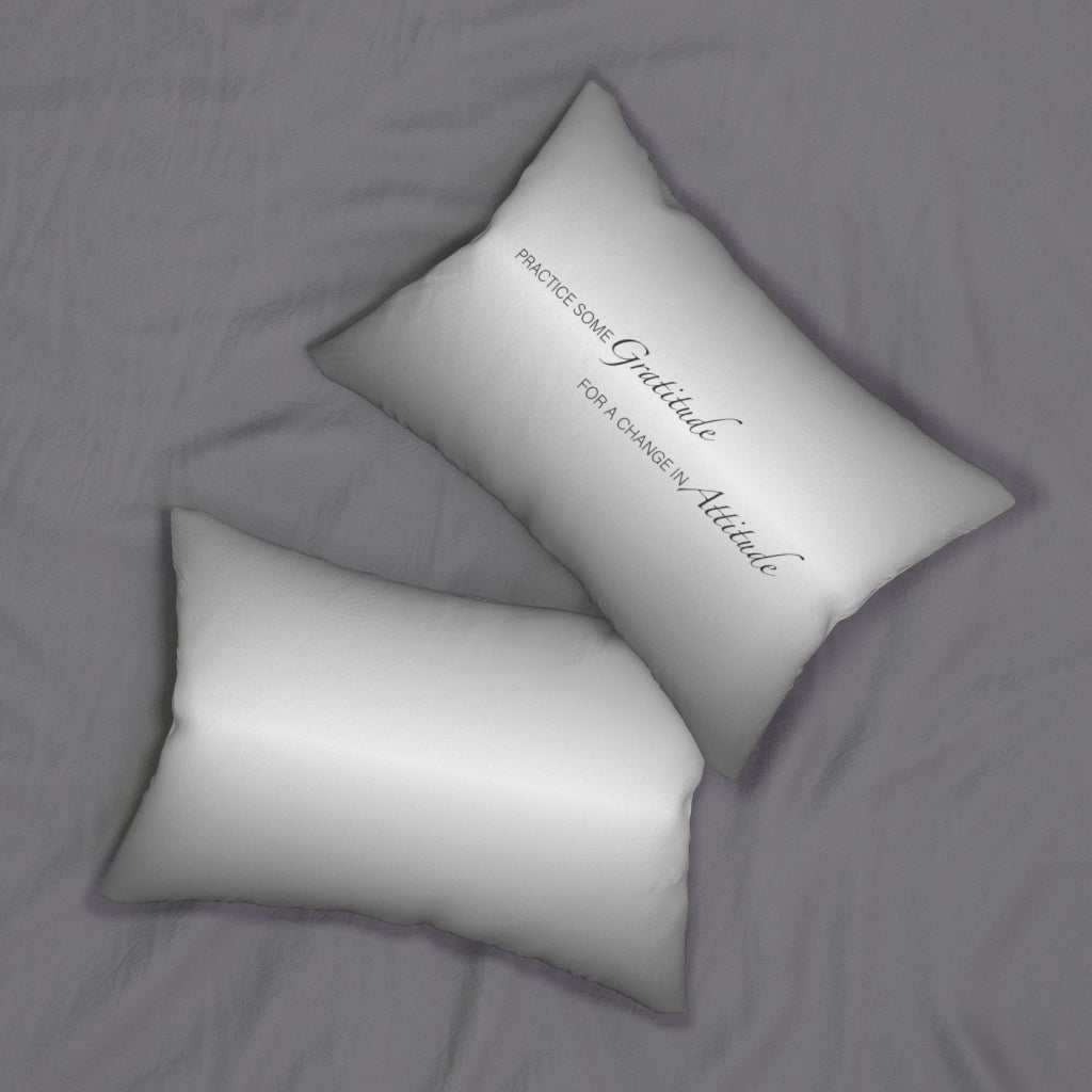 Gratitude Attitude GREY Spun Polyester Lumbar Pillow 14"x20"