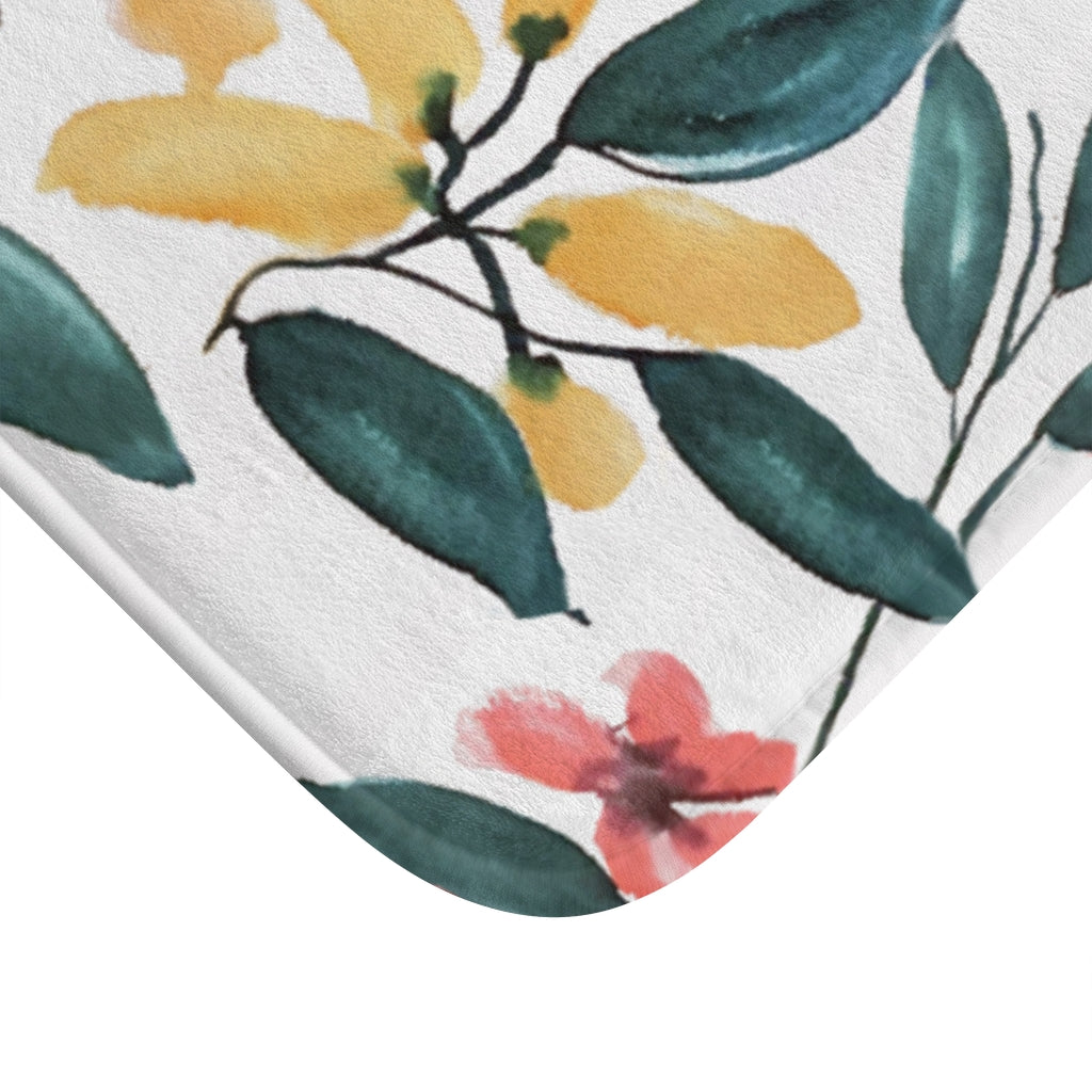 Watercolor Floral Printed Bath Mat