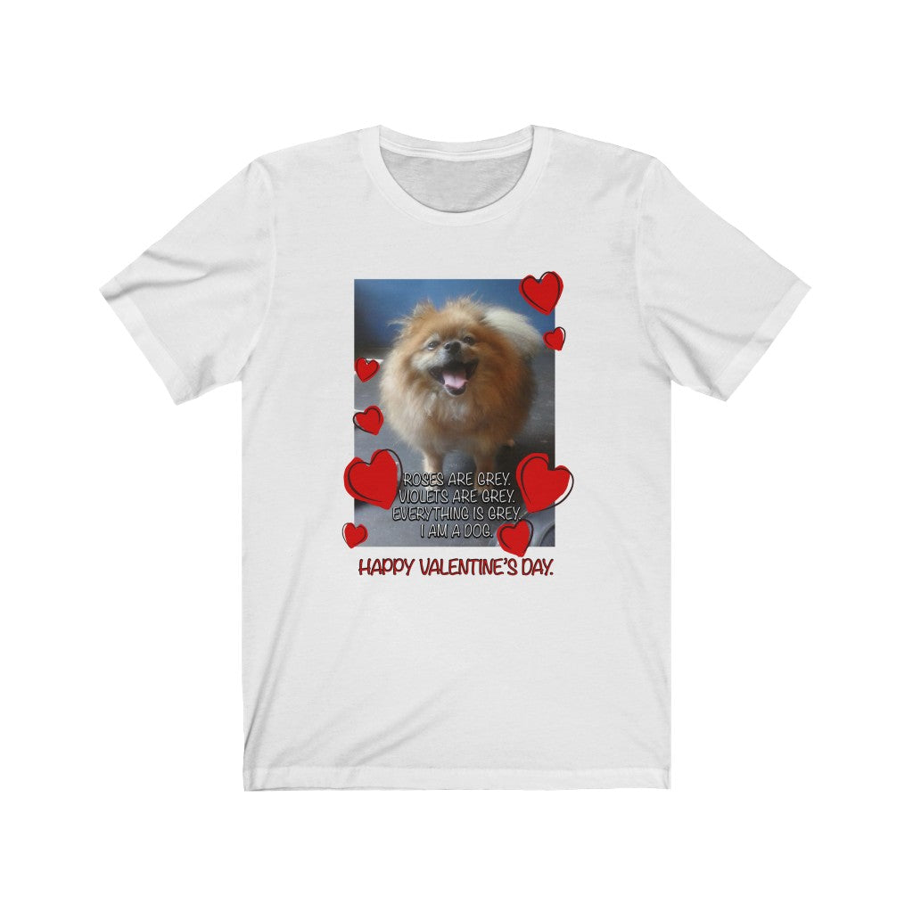 Rose are Grey Violets are Grey I am a Dog Valentine Unisex Jersey Short Sleeve Tee