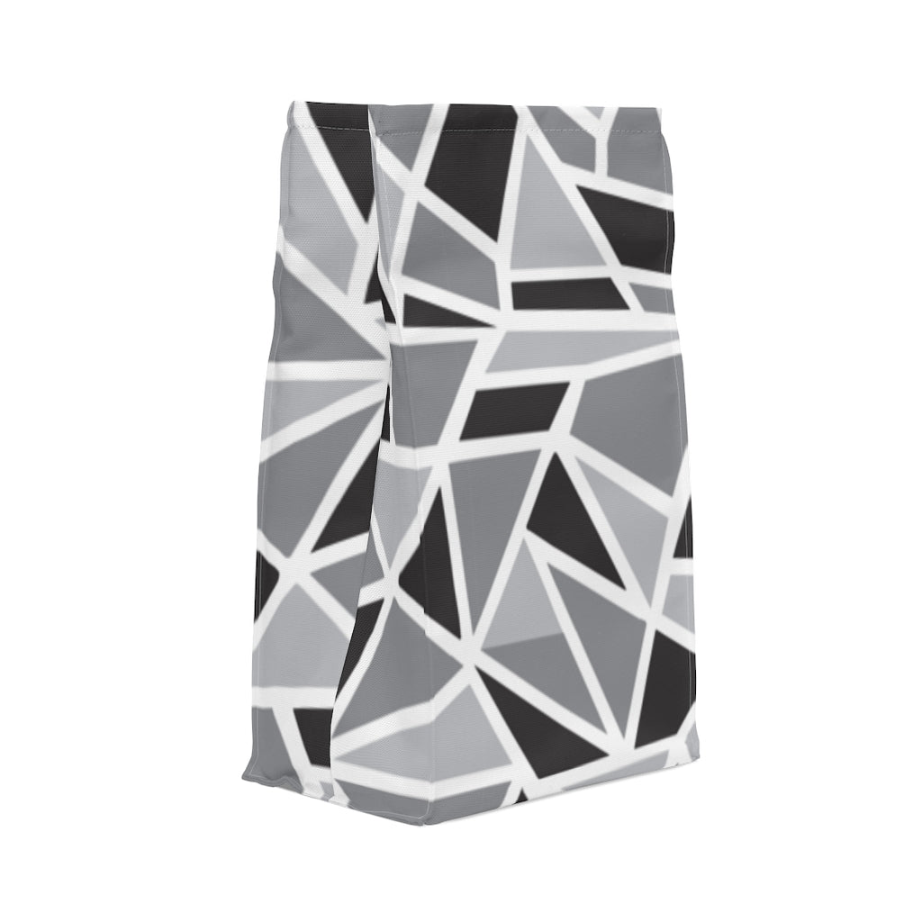 Black & White Geo Printed Polyester Lunch Bag
