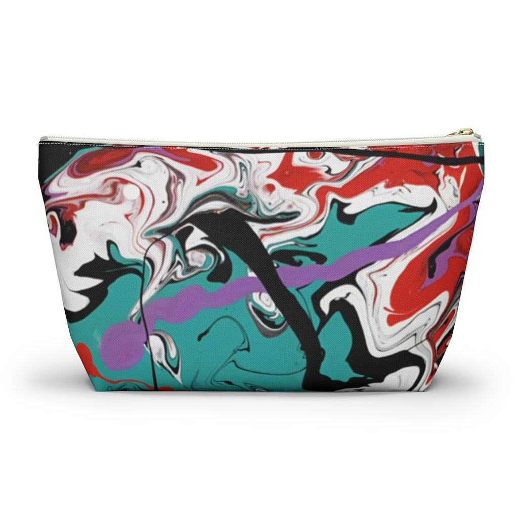 Abstract Art Printed Accessory Pouch w T-bottom