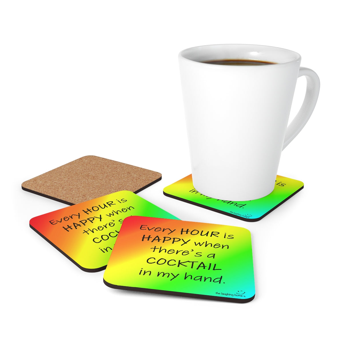 Happy Hour Corkwood Coaster Set of 4
