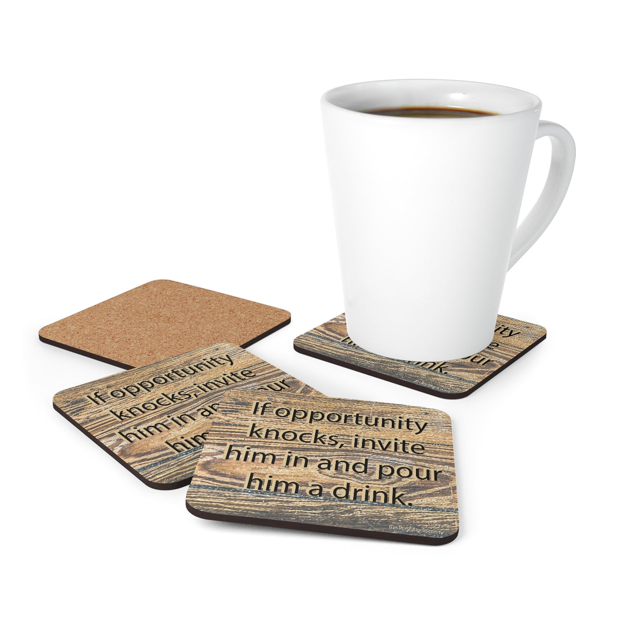 If Opportunity knocks Corkwood Coaster Set of 4