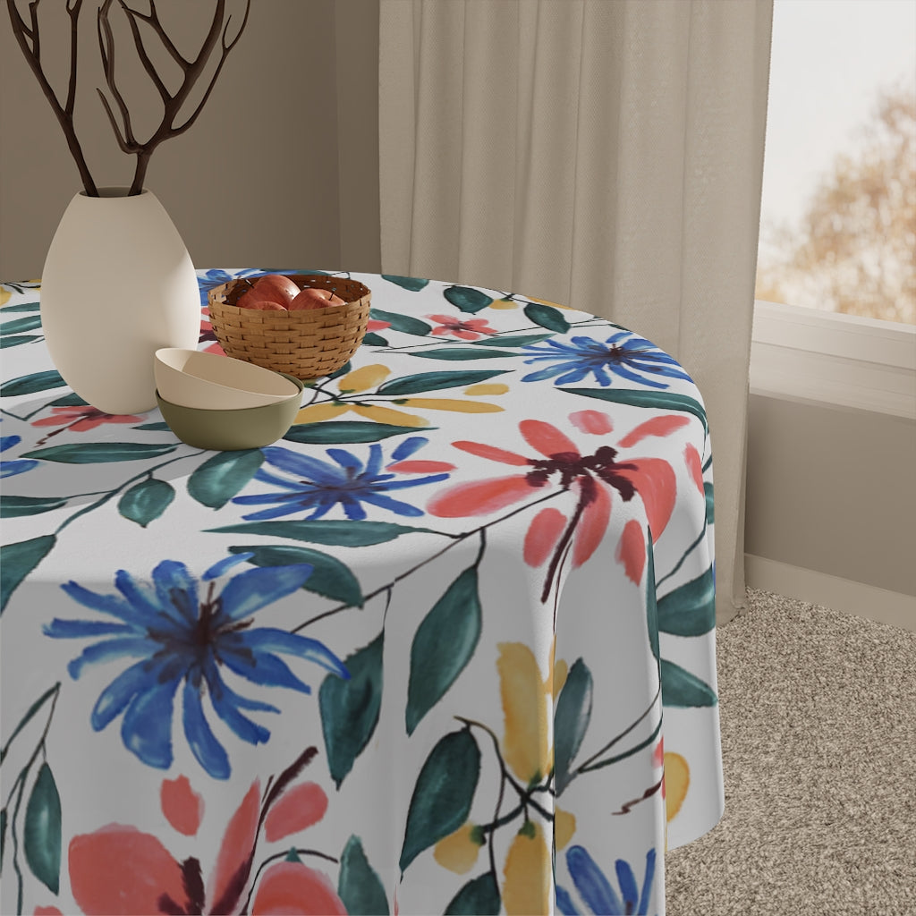 Watercolor Flower Printed Table Cloth