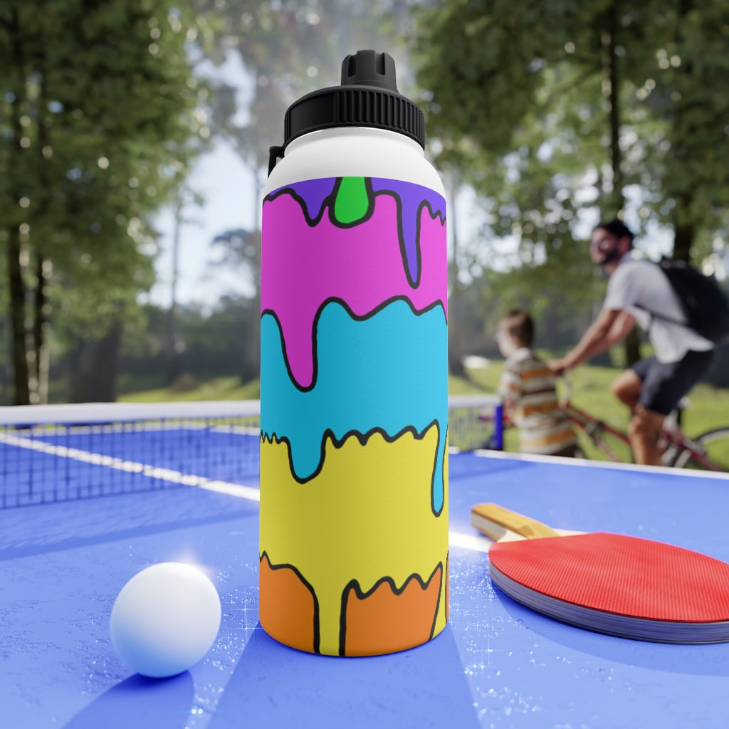 Drip Stripe Stainless Steel Water Bottle, Sports Lid