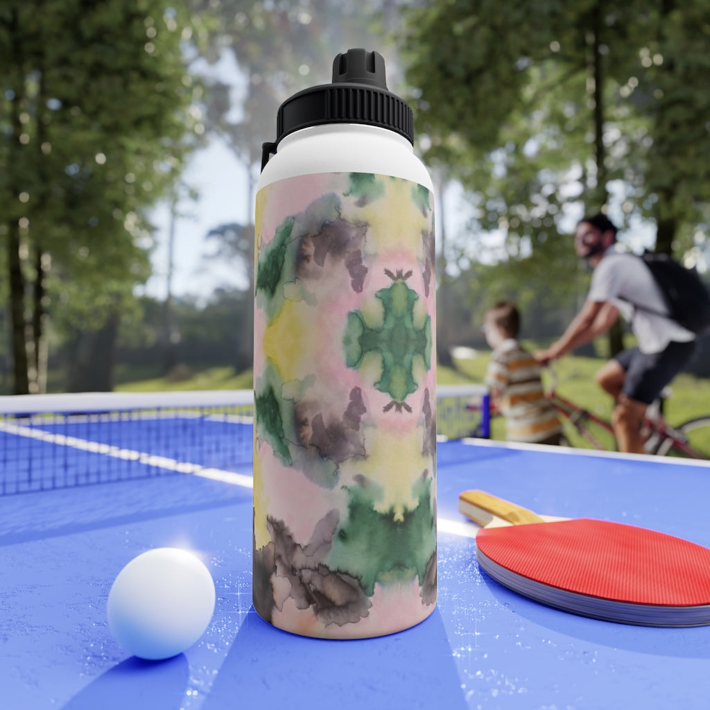 Watercolor Camo Stainless Steel Water Bottle, Sports Lid