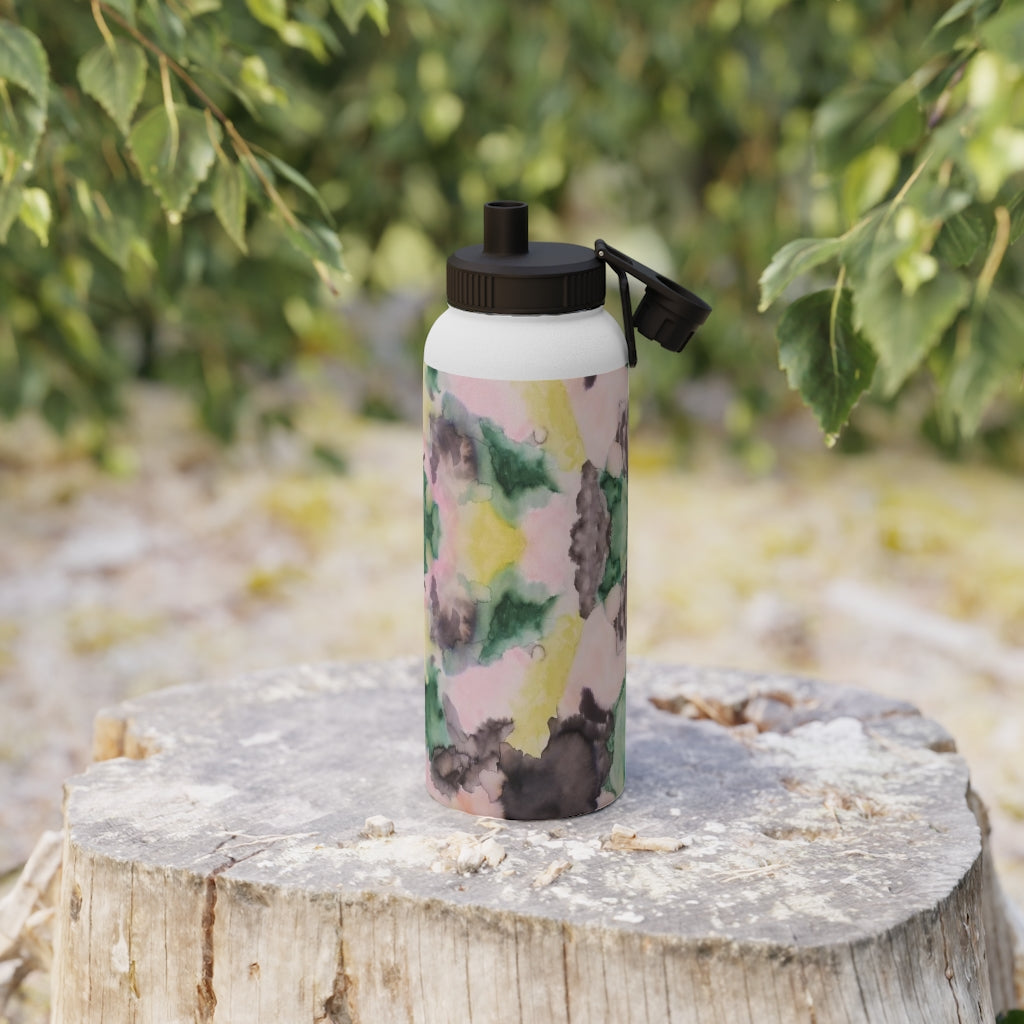 Watercolor Camo Stainless Steel Water Bottle, Sports Lid