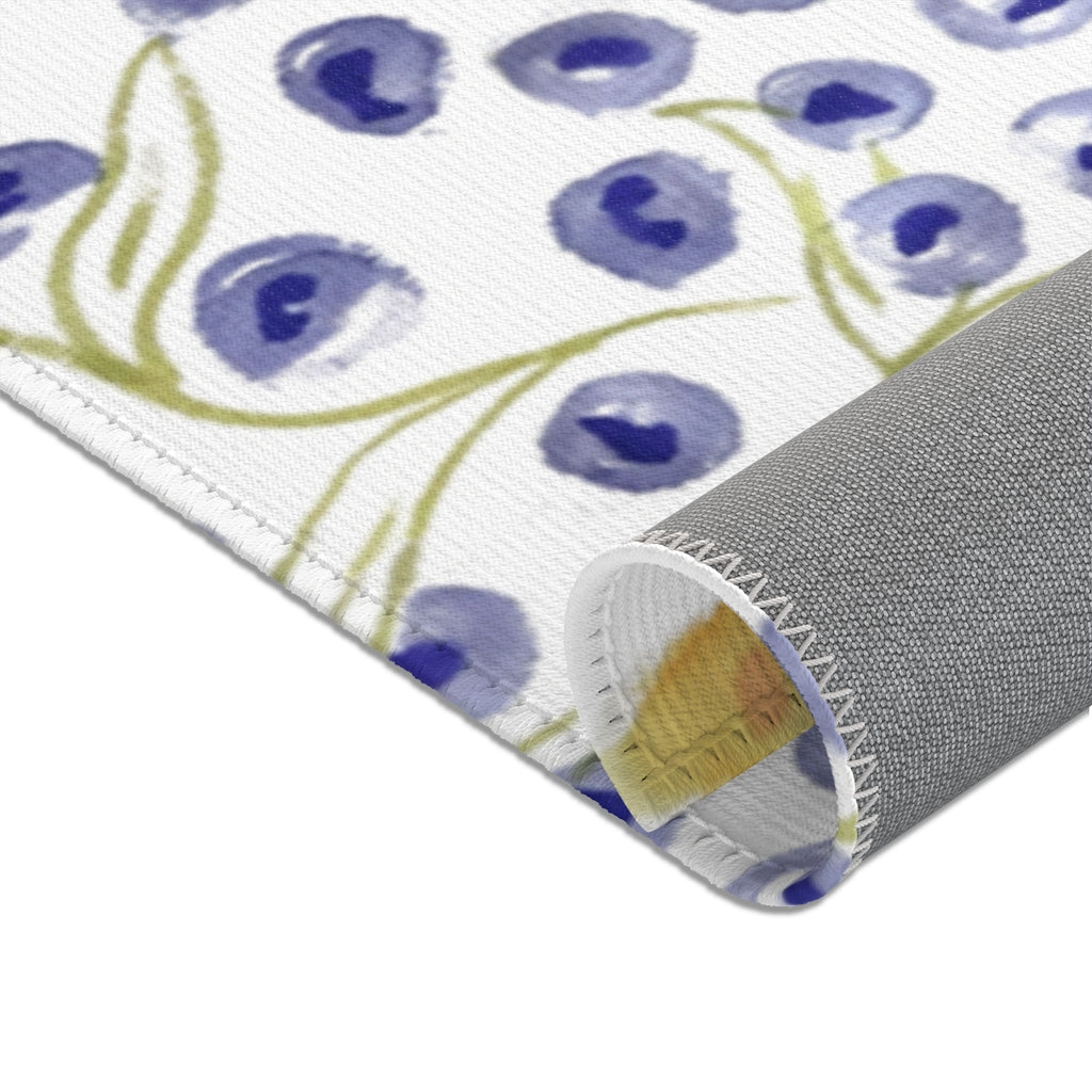 Watercolor Floral Printed Area Rugs