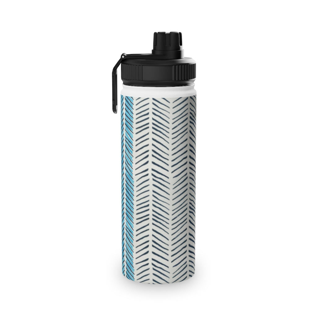 Painted Herringbone Stainless Steel Water Bottle, Sports Lid