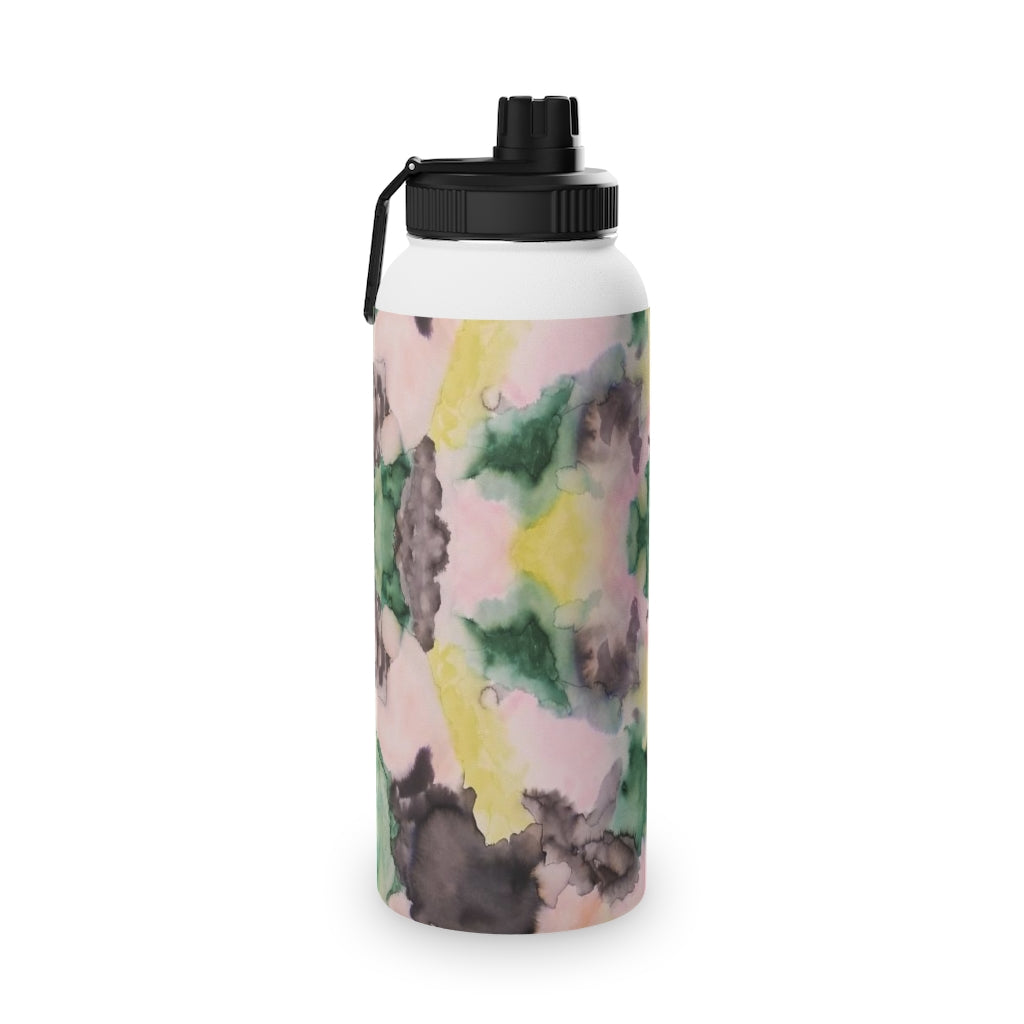Watercolor Camo Stainless Steel Water Bottle, Sports Lid