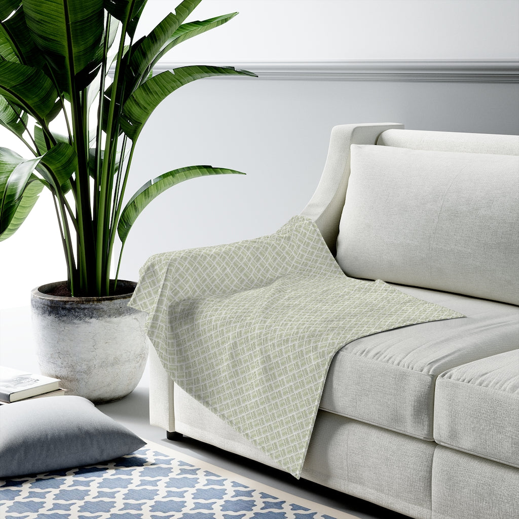 Green Basketweave Velveteen Plush Blanket