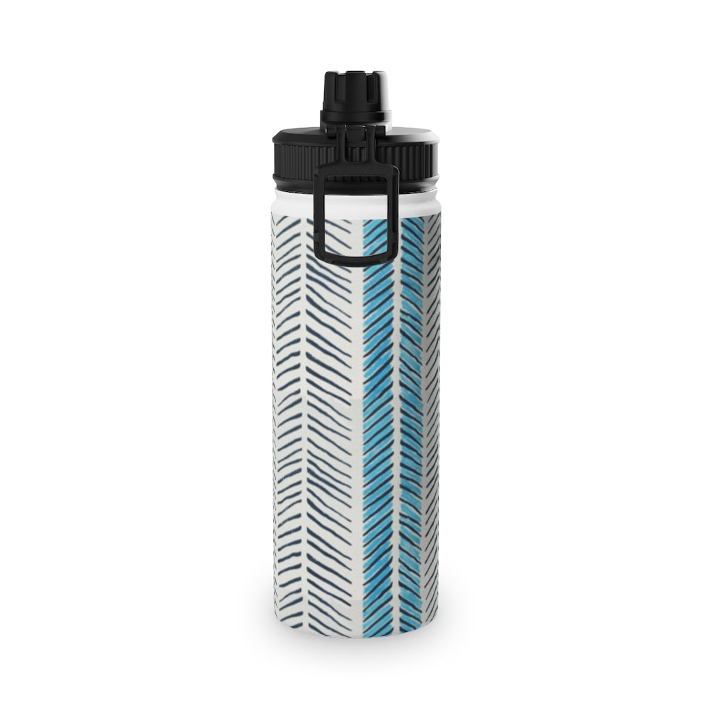 Painted Herringbone Stainless Steel Water Bottle, Sports Lid