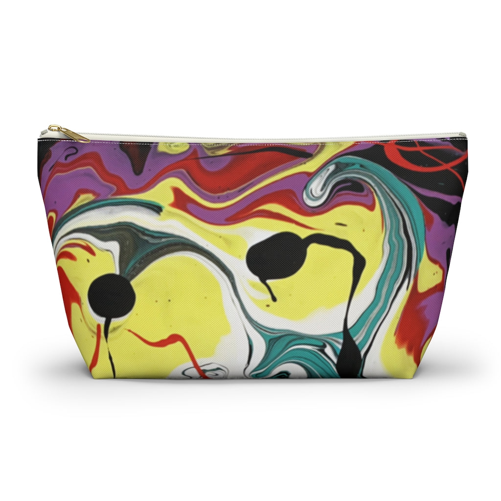 Abstract Art Printed Accessory Pouch w T-bottom