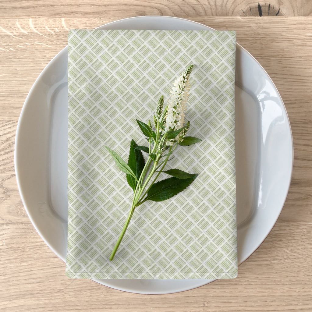 Green Basketweave Napkins, Set of 4