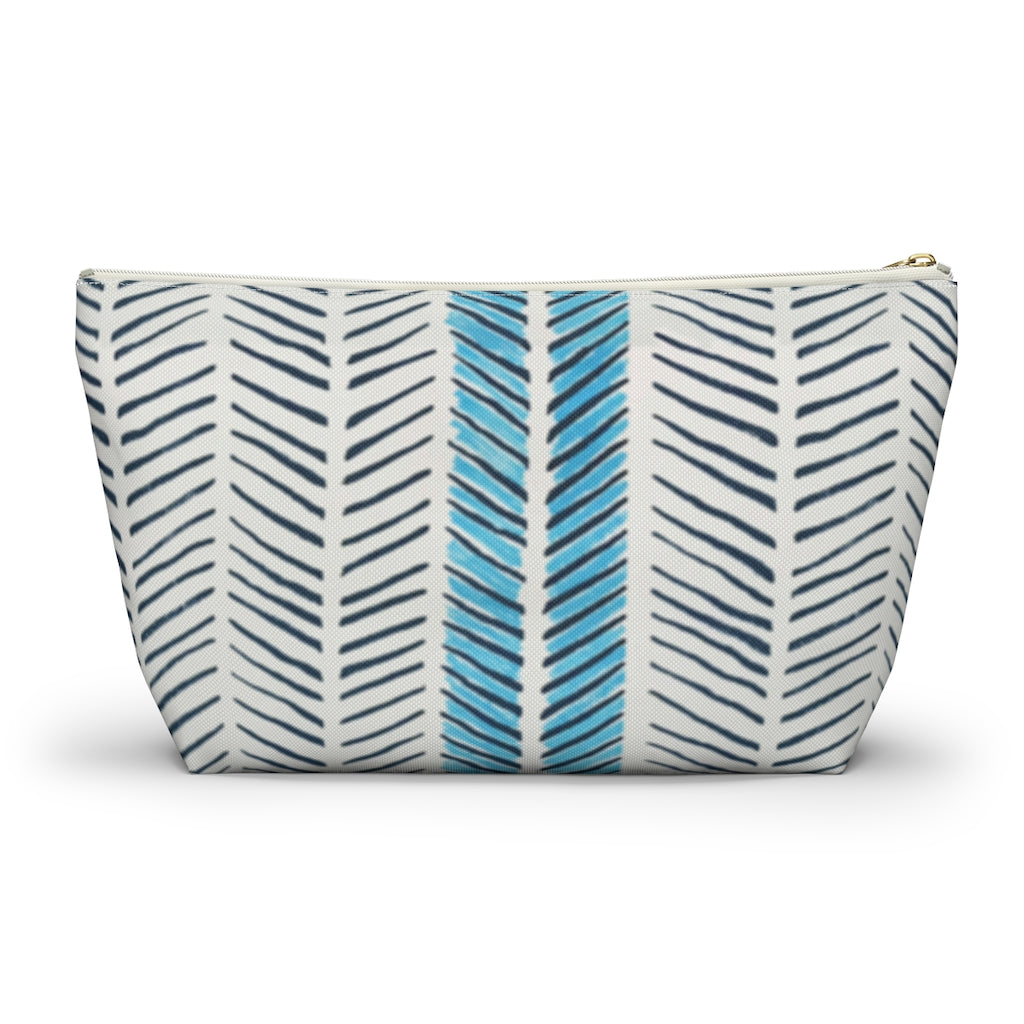 Painted Herringbone Printed Accessory Pouch w T-bottom