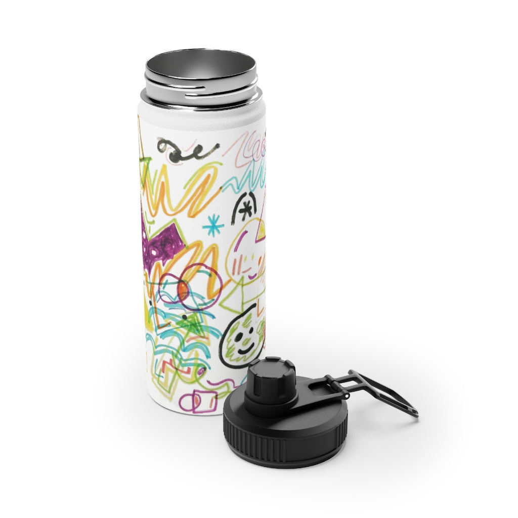 Graffiti Art Stainless Steel Water Bottle, Sports Lid
