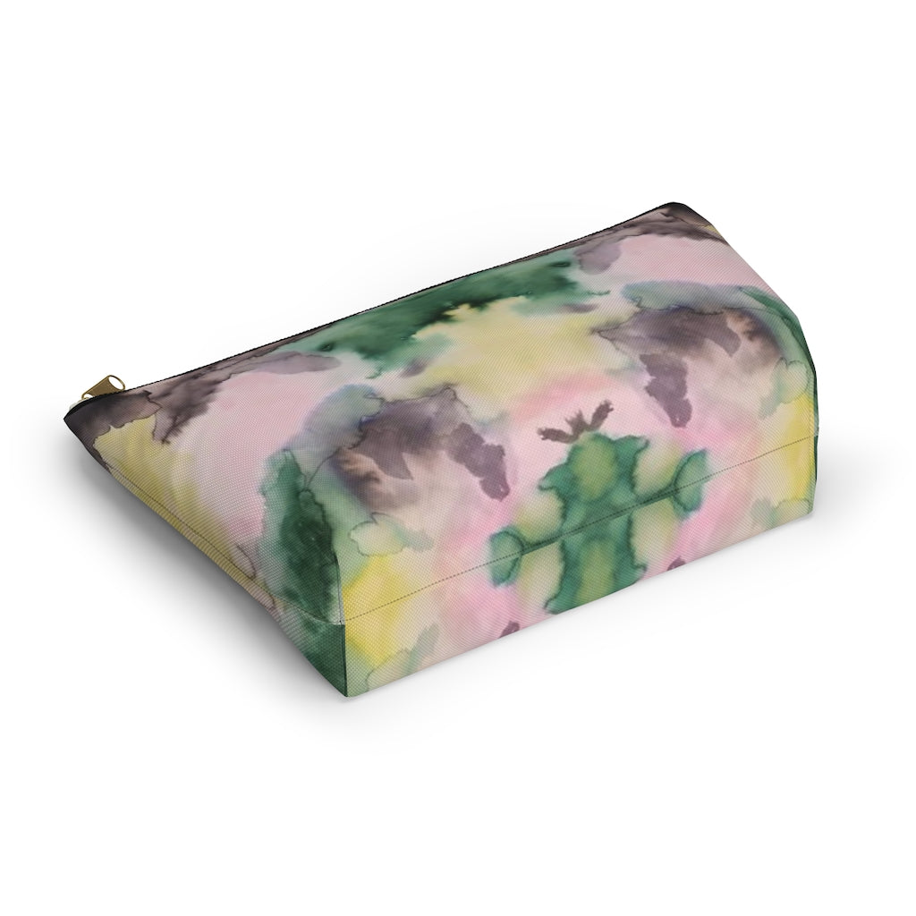 Watercolor Camo Printed Accessory Pouch w T-bottom
