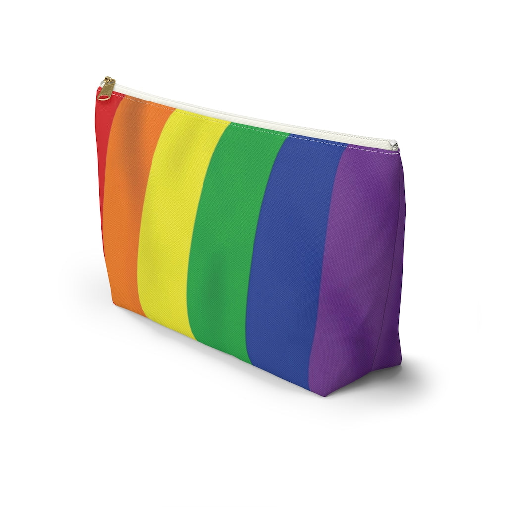Rainbow Stripe Printed Accessory Pouch w T-bottom