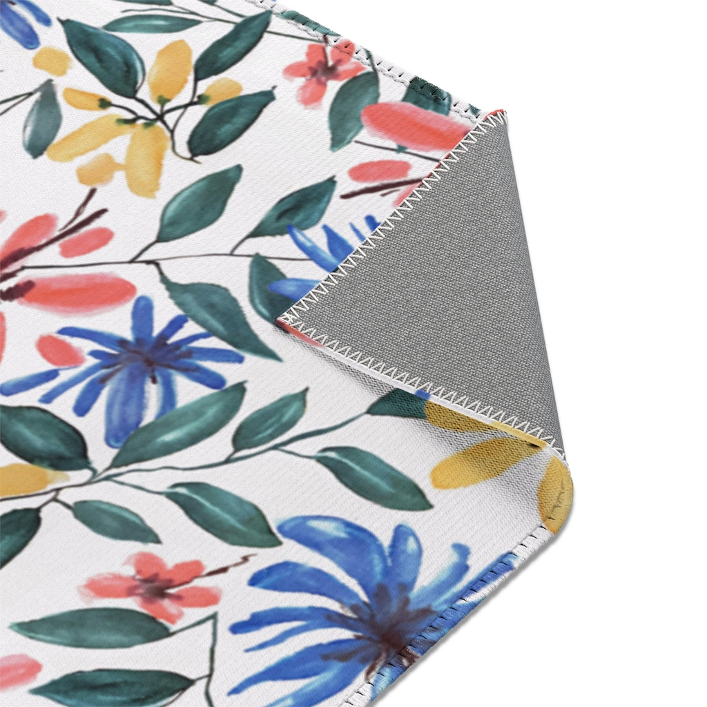 Watercolor Floral Printed Area Rugs