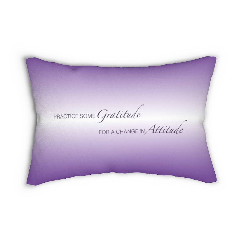 Gratitude Attitude PLUM Spun Polyester Lumbar Pillow 14"x20"