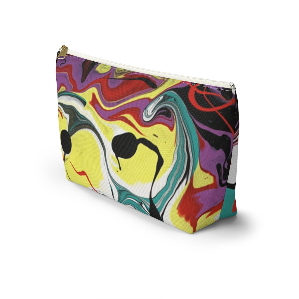 Abstract Art Printed Accessory Pouch w T-bottom