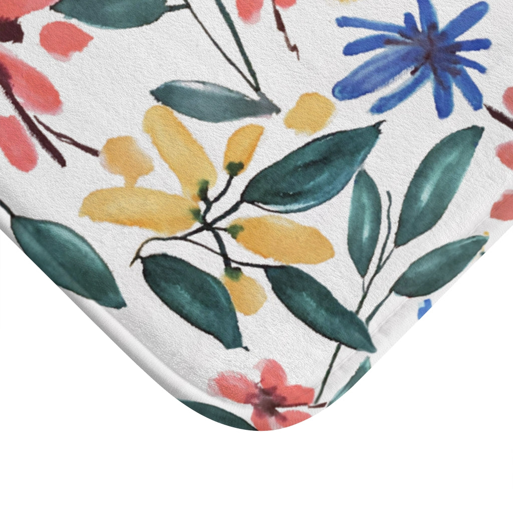 Watercolor Floral Printed Bath Mat