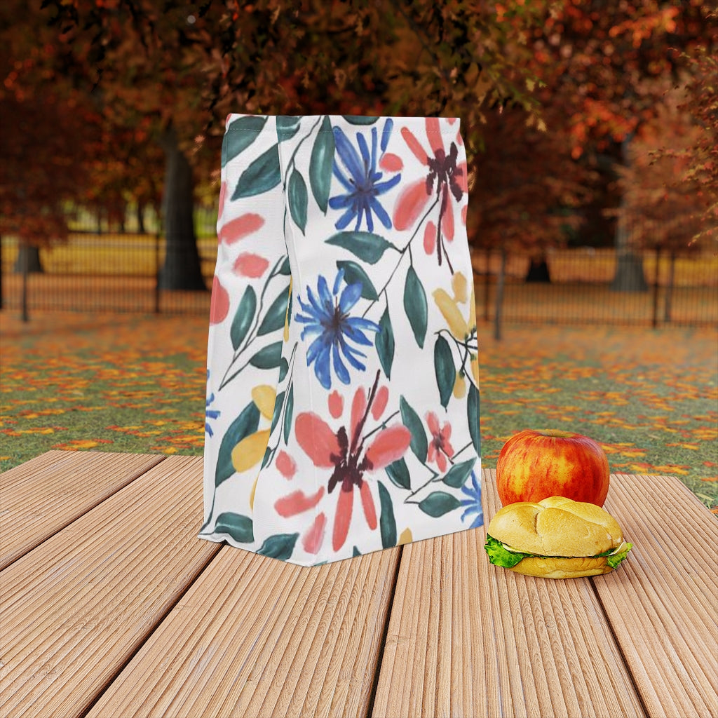 Floral Watercolor Printed Polyester Lunch Bag