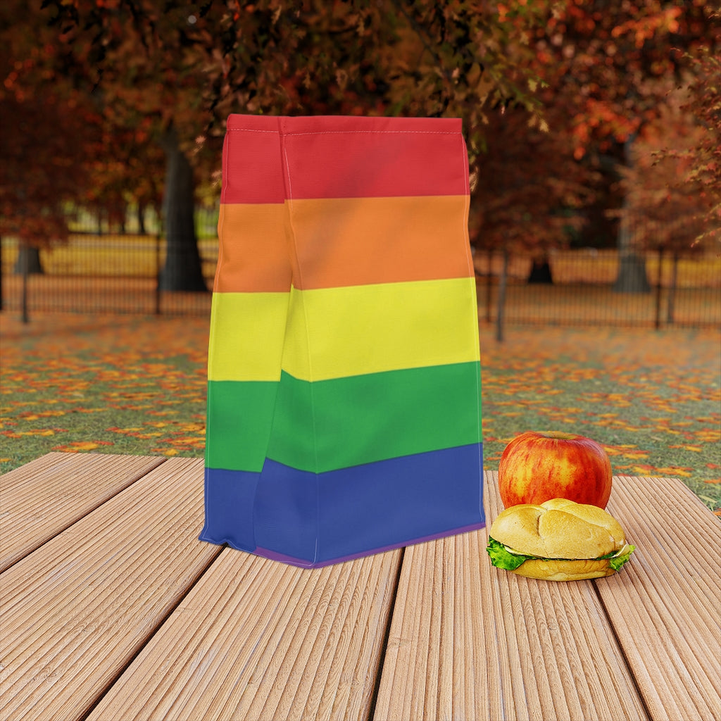 Rainbow Stripe Printed Polyester Lunch Bag