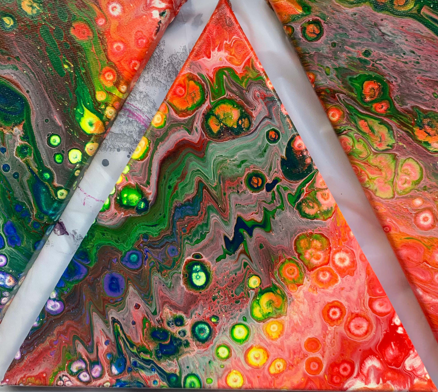 Original Painting, Abstract Acrylic on canvas 4 Panel 10” x 40”
