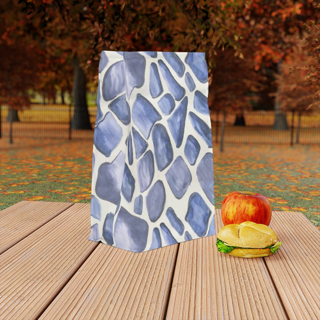 Blue Giraffe Printed Polyester Lunch Bag