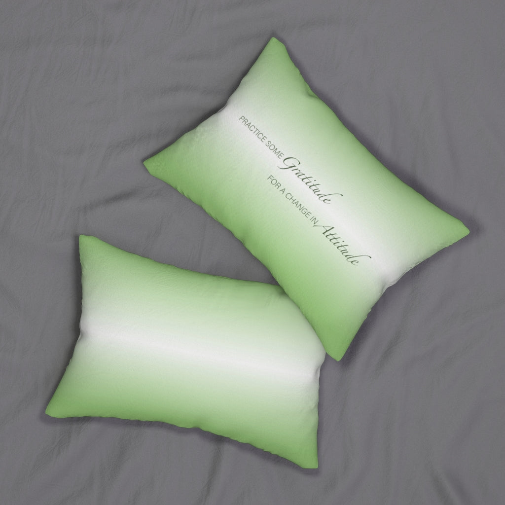 Gratitude Attitude GREEN Spun Polyester Lumbar Pillow 14"x20"