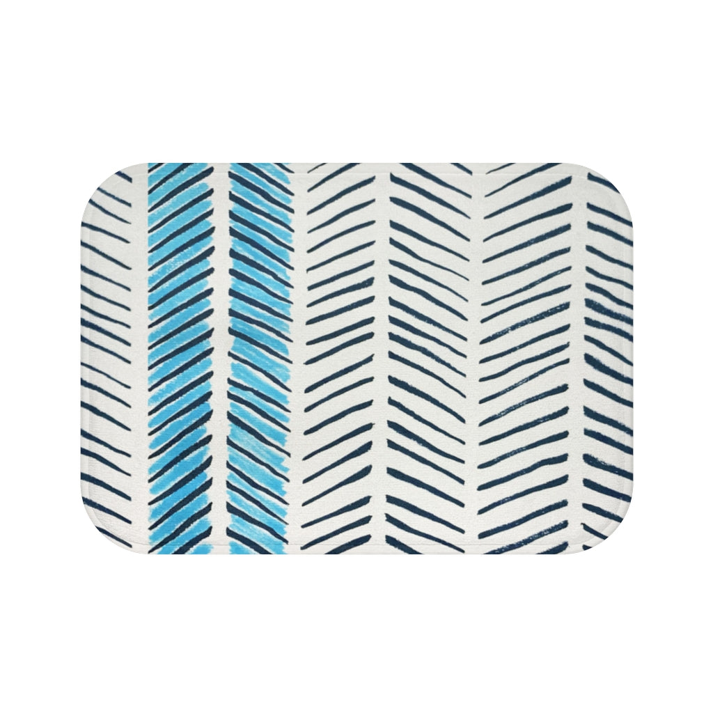 Herringbone Watercolor Printed Bath Mat