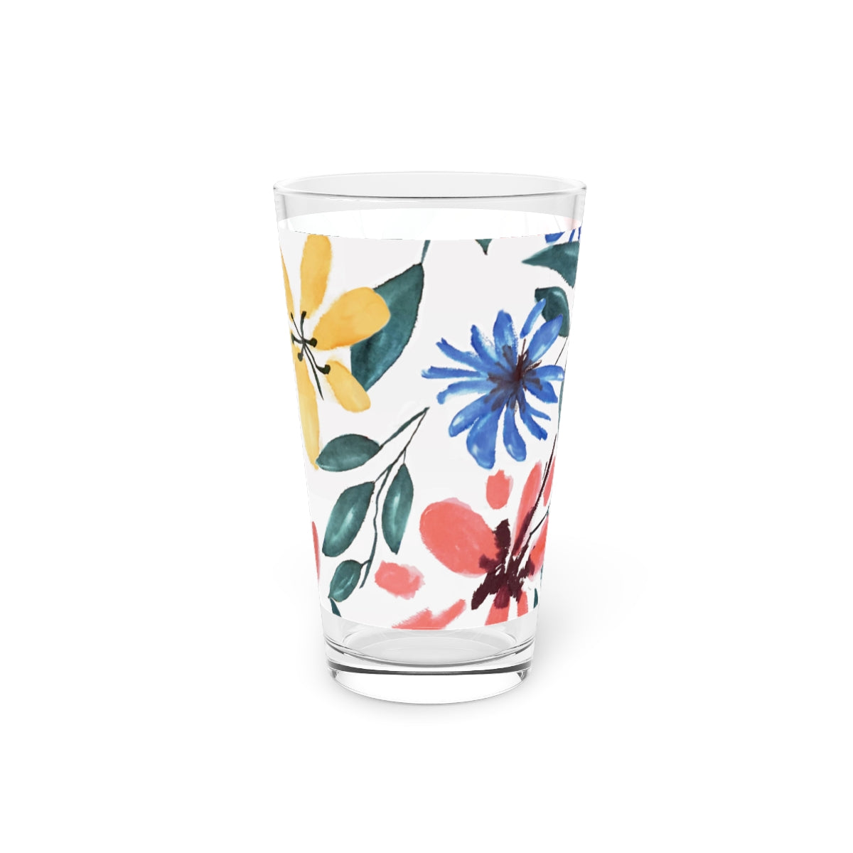 Tropical Floral Pint Glass, 16oz