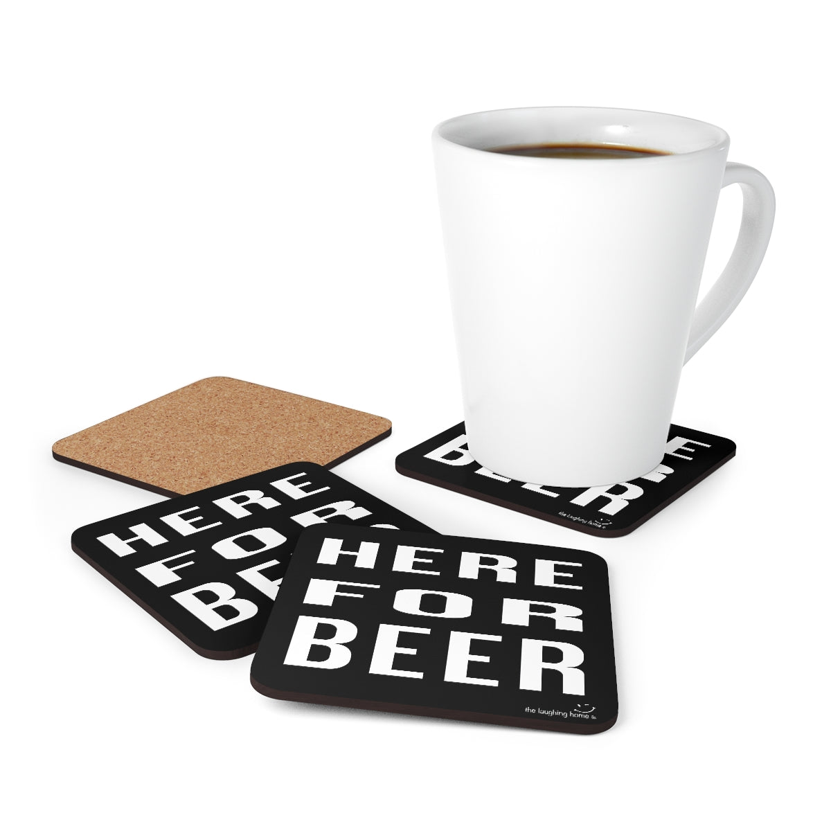 Here for Beer Corkwood Coaster Set of 4