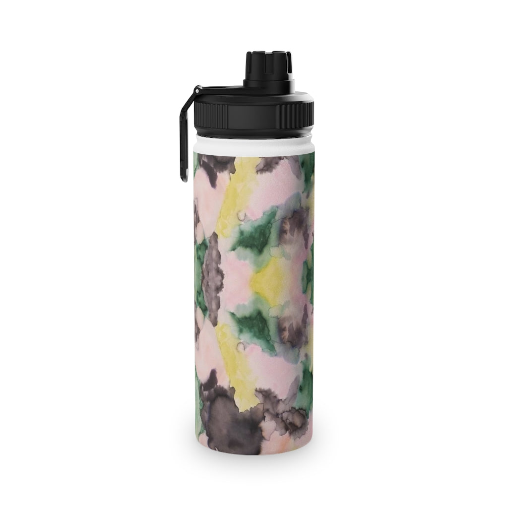 Watercolor Camo Stainless Steel Water Bottle, Sports Lid