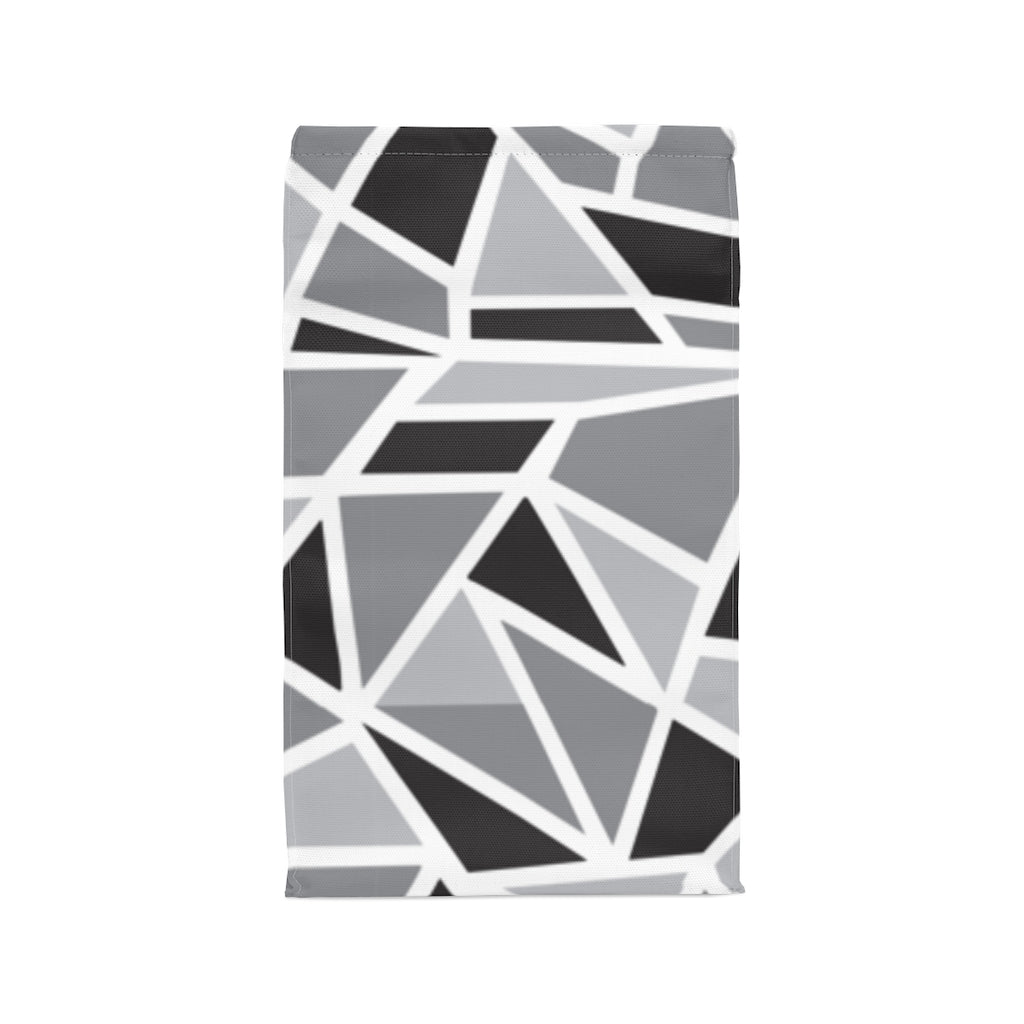 Black & White Geo Printed Polyester Lunch Bag