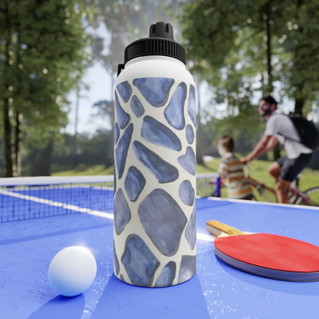 Blue Giraffe Stainless Steel Water Bottle, Sports Lid