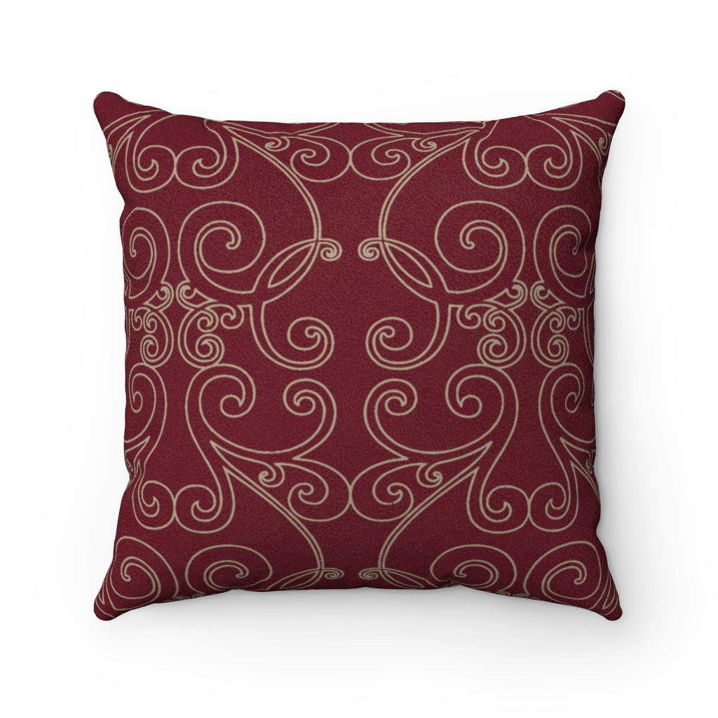 So fa So Good, Burgundy/Beige Faux Suede Square Pillow