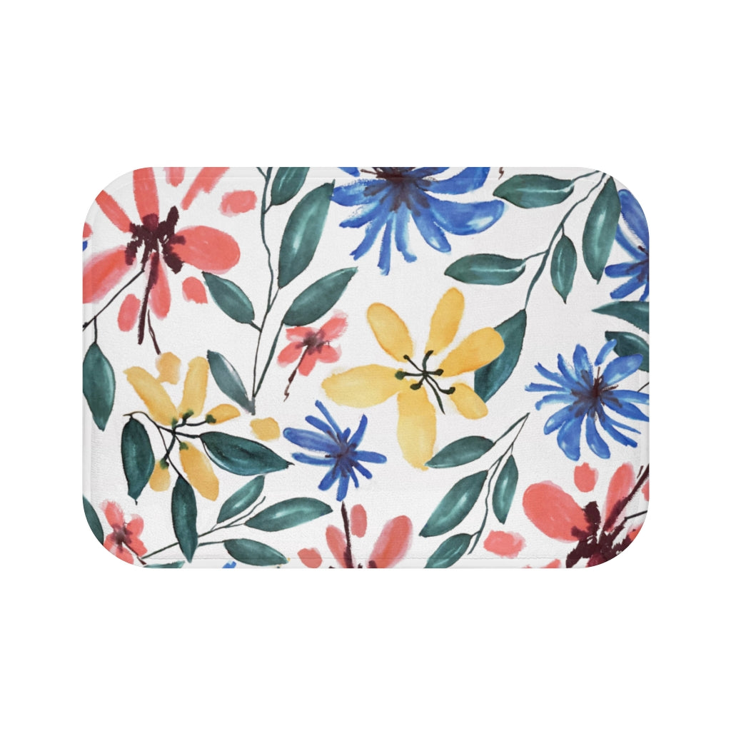 Watercolor Floral Printed Bath Mat
