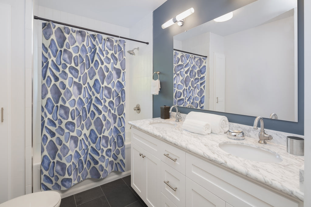 Blue Giraffe Printed Shower Curtains