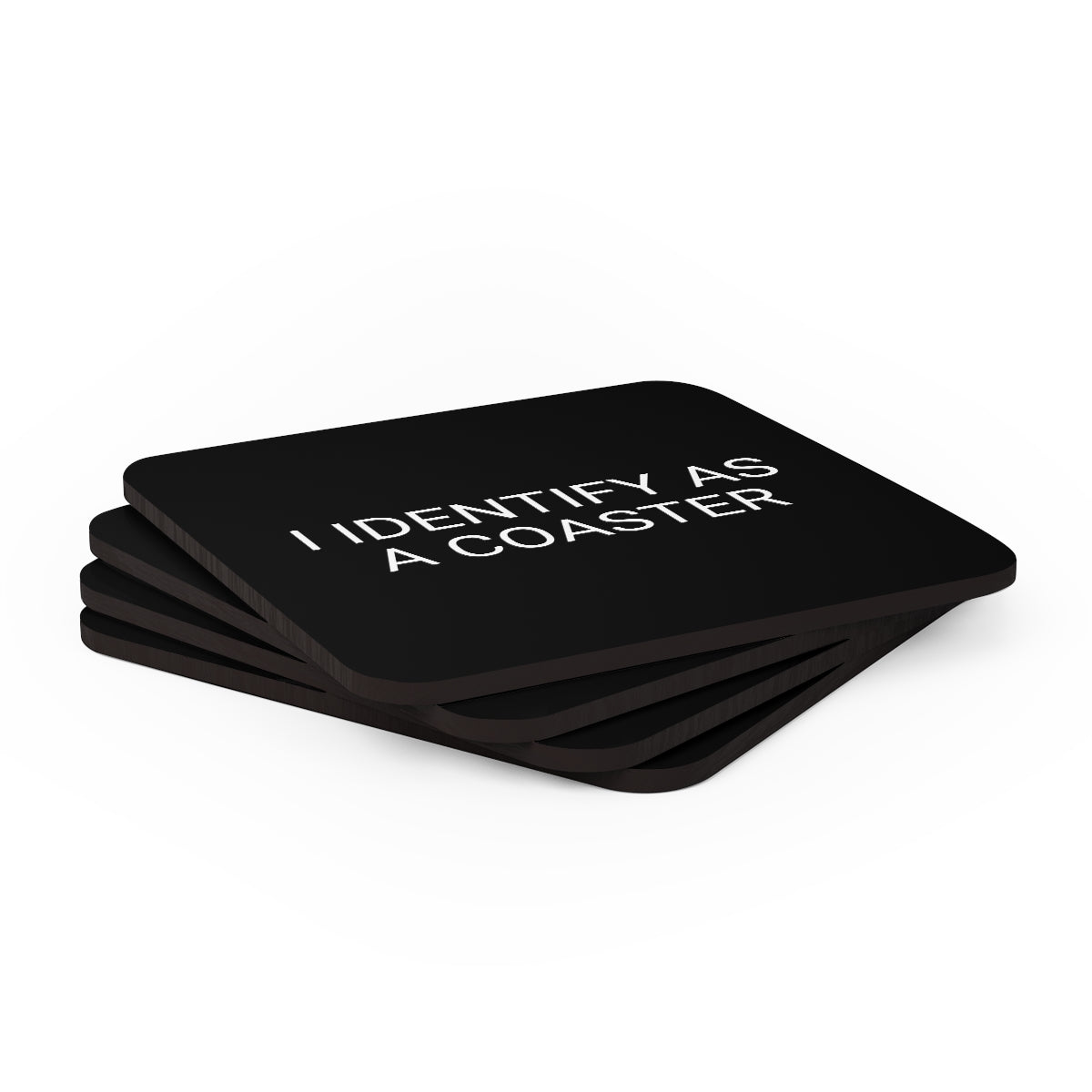 I IDENTIFY AS A COASTER Corkwood Coaster Set 4pc