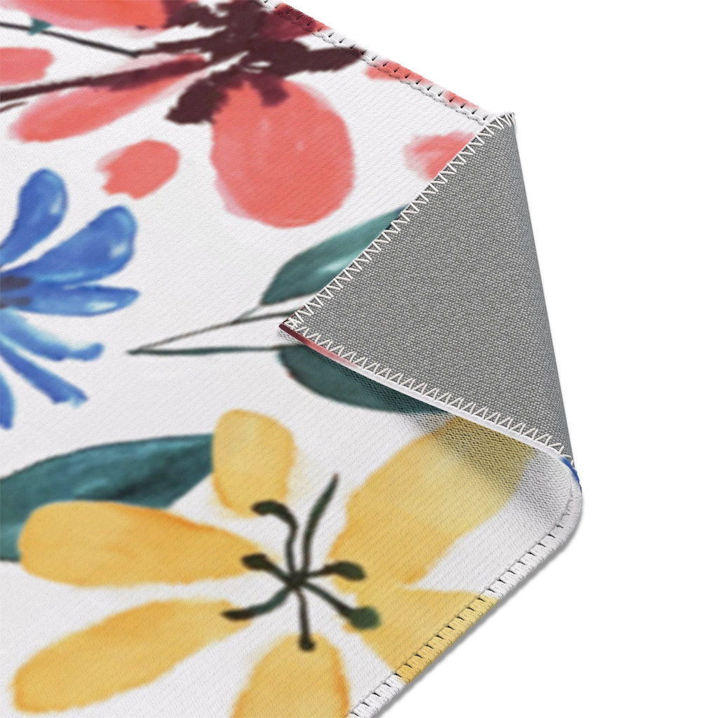 Watercolor Floral Printed Area Rugs