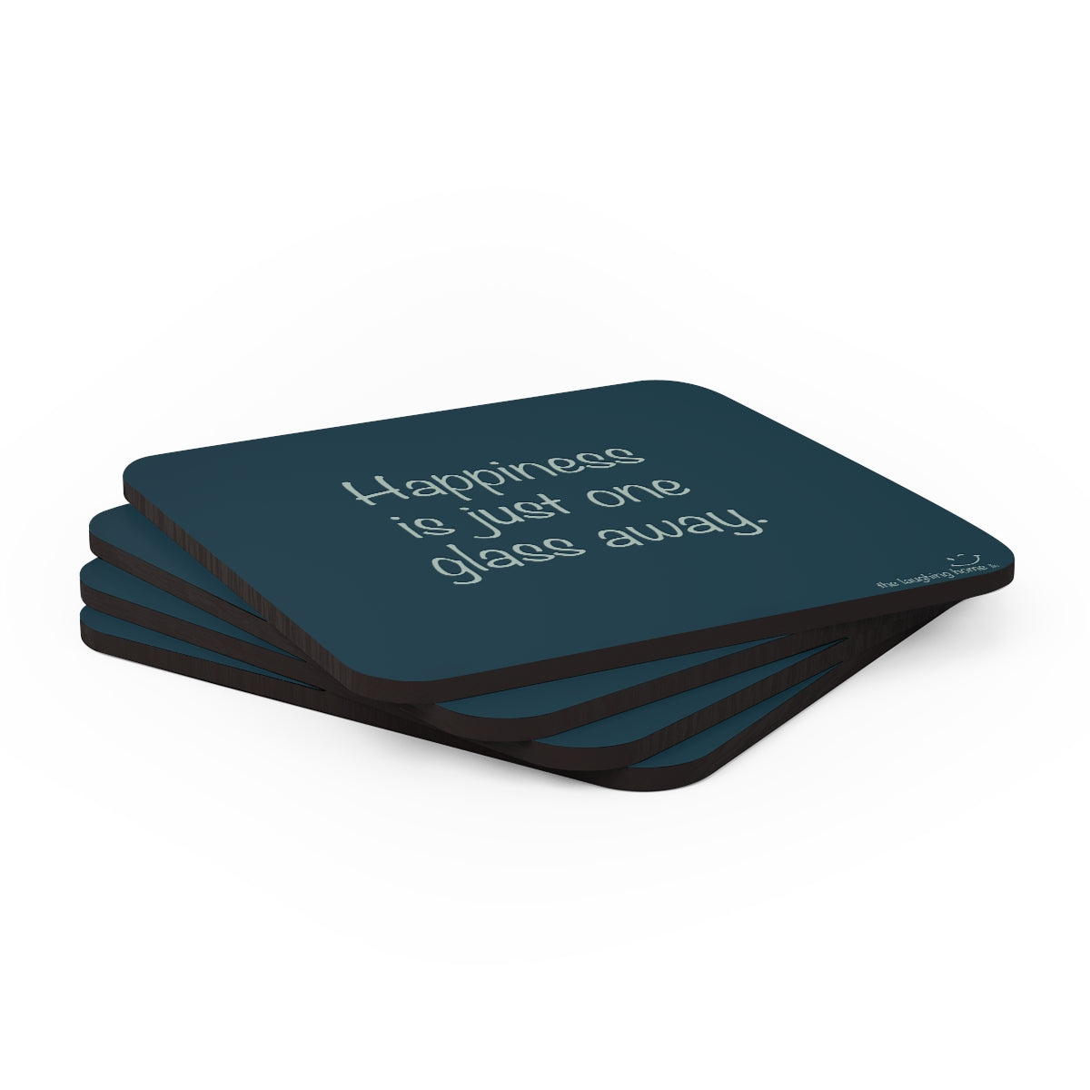 Happiness is just one glass away Corkwood Coaster Set of 4