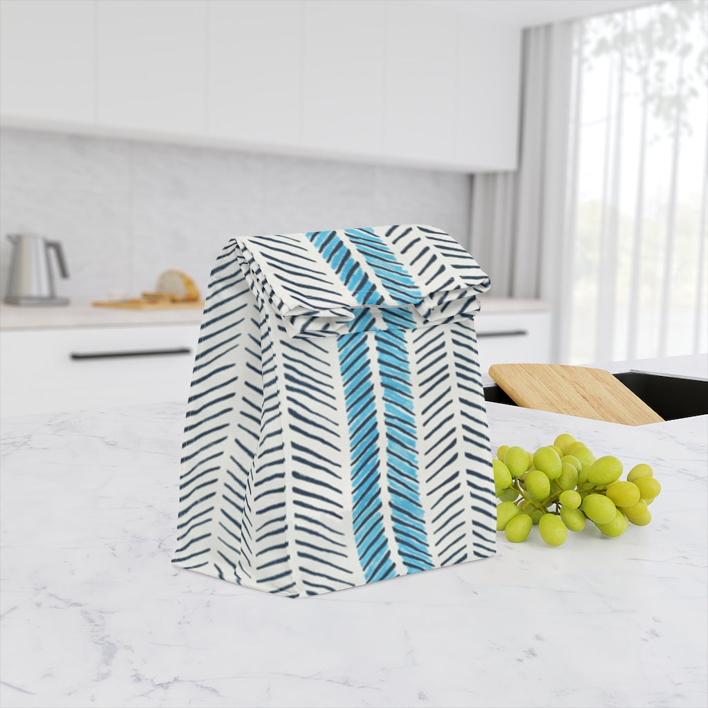 Painted Herringbone Printed Polyester Lunch Bag