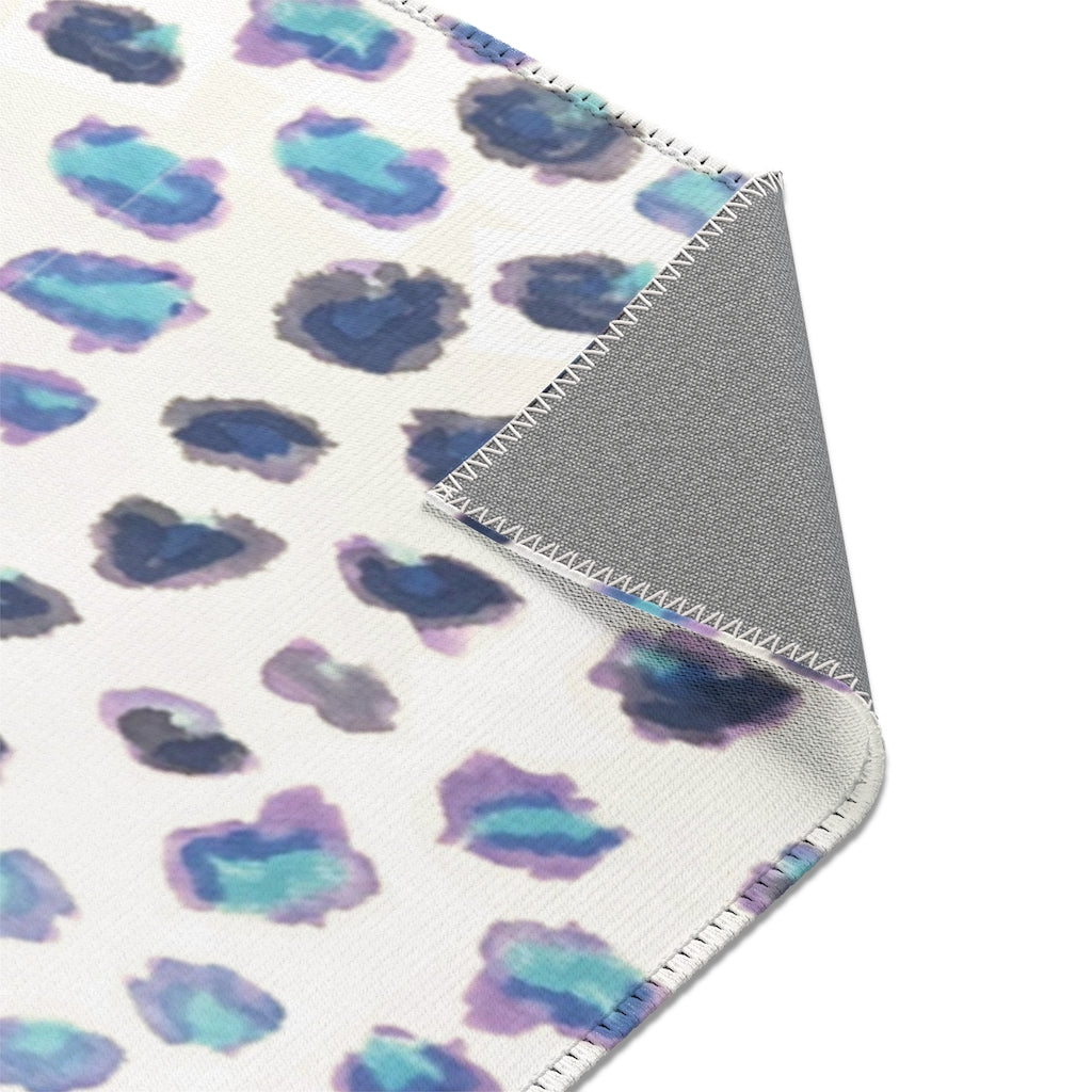 Blue Cheetah Leopard Printed Area Rugs